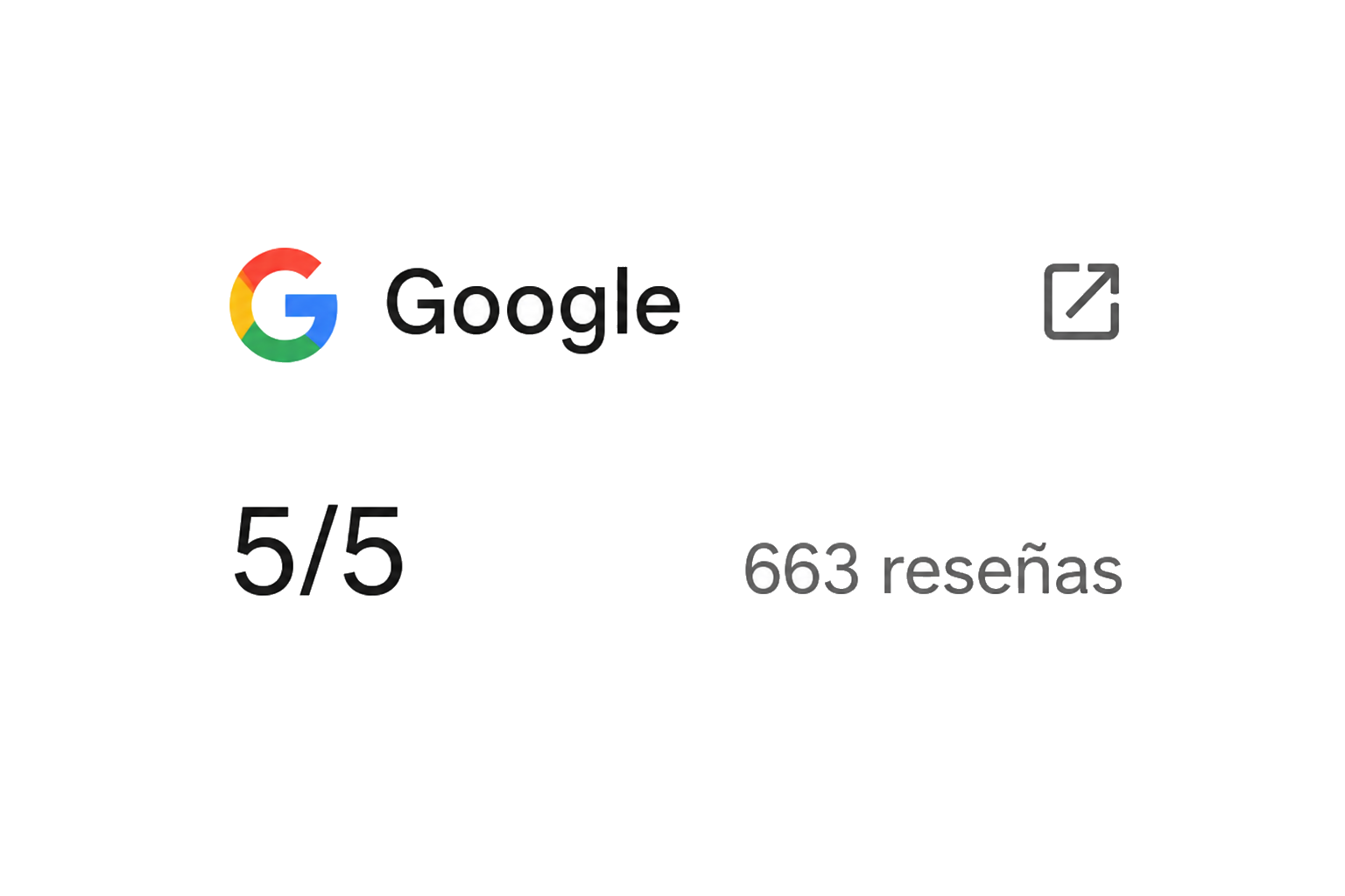 Valoración 5 de 5 en reseñas de Google
